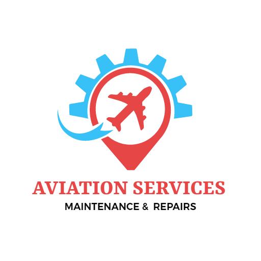 Reliable Aviation Services with Red and Blue Gear Design Logo Template