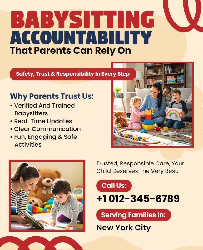 Reliable Babysitting Accountability Promotion Flyer Template