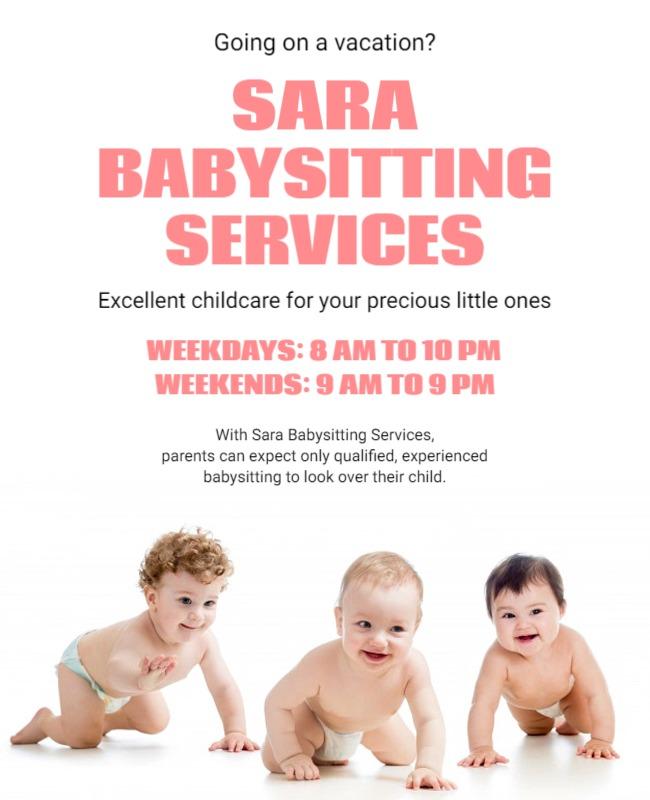 Reliable Babysitting Services Promotional Flyer Template