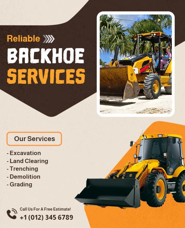 Reliable Backhoe Excavation Services Flyer Template