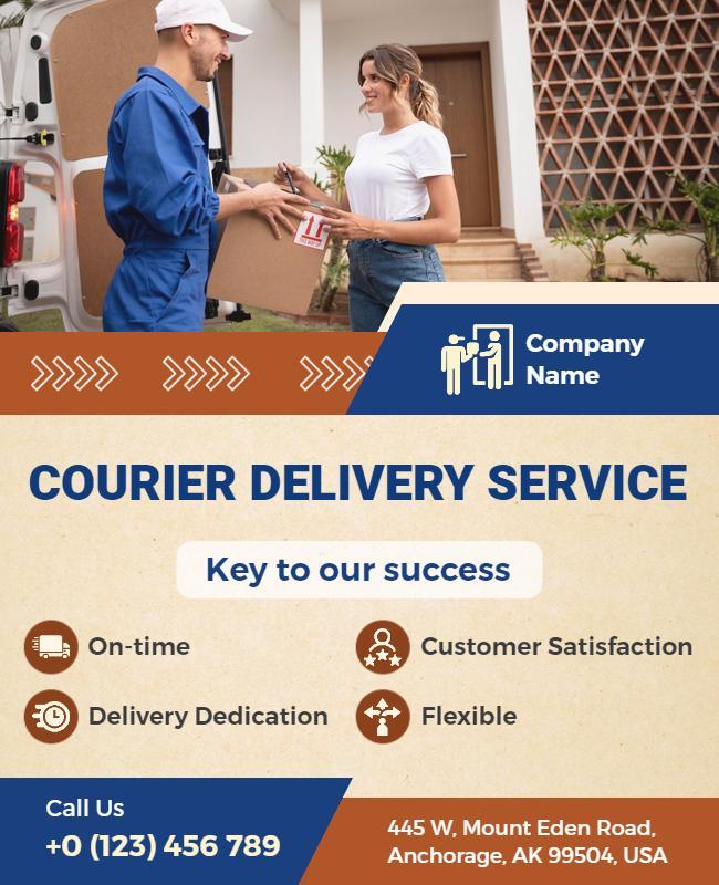 Professional Orange Courier Delivery Service Flyer Template