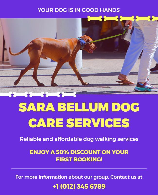 Reliable Dog Walking Service Promotion Flyer Template