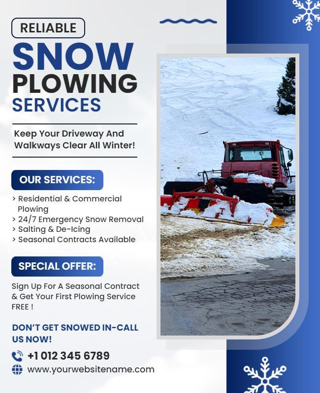 Reliable Snow Plowing Service Flyer Template