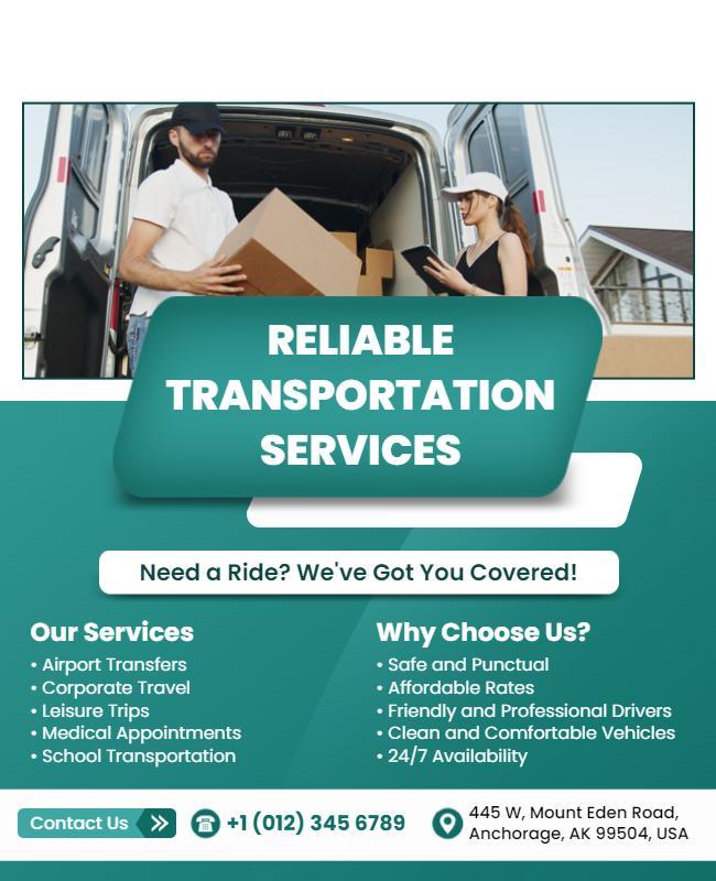 Reliable Transportation Services Promotional Flyer Template