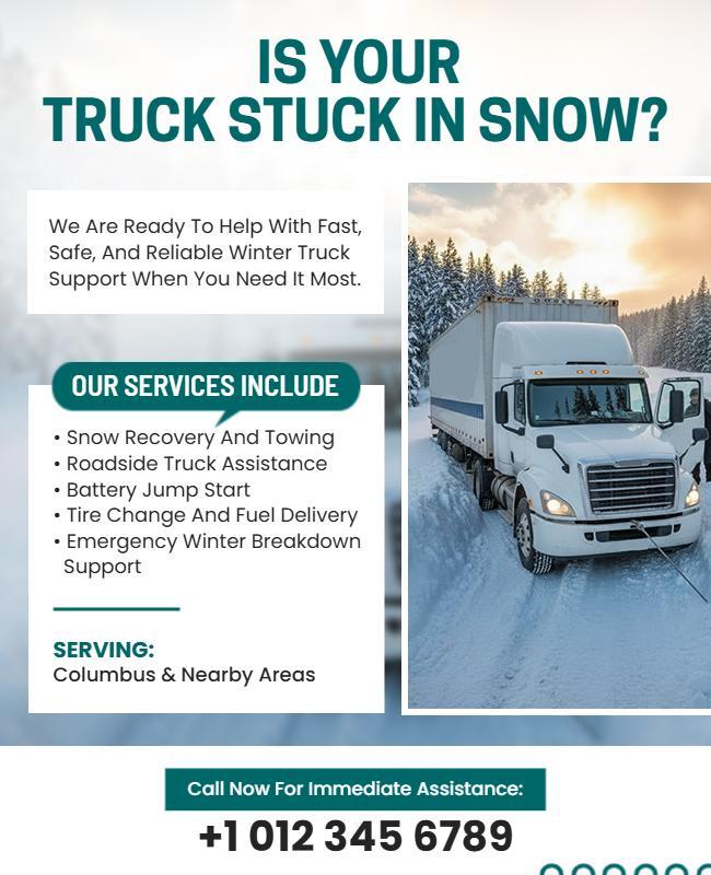 Reliable Truck Towing in Snow Flyer Template