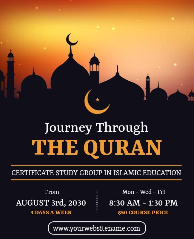 Islamic Education Journey Through the Quran Flyer Template