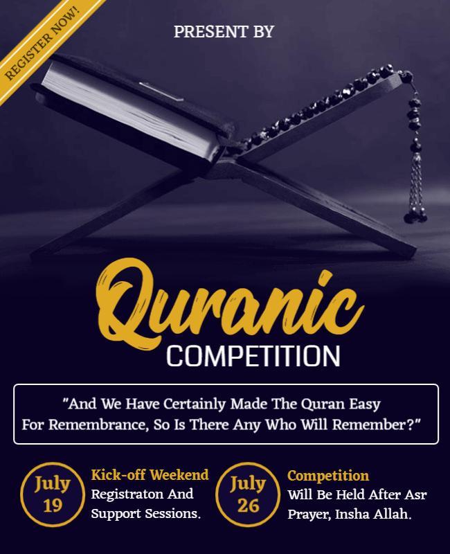 Sleek Dark Quranic Competition Registration Flyer Template