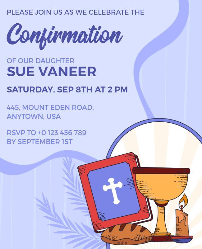 Religious Confirmation Celebration Invitation Flyer Template