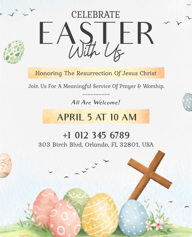 Religious Easter Event Invitation Flyer Template