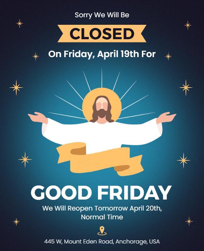 Religious Good Friday Closed Announcement Flyer Template