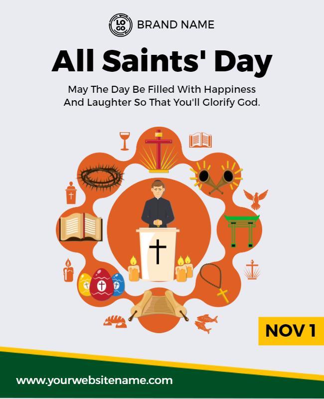 Religious Joyful All Saints' Day Celebration Poster Template