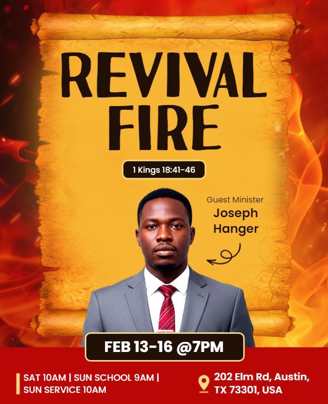 Religious Revival Fire Event Announcement Flyer Template