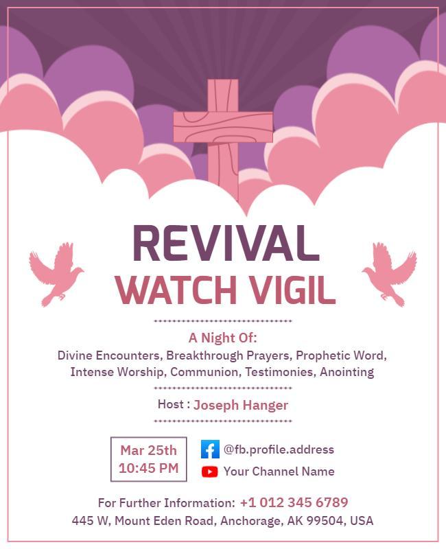 Religious Revival Watch Vigil Event Flyer Template