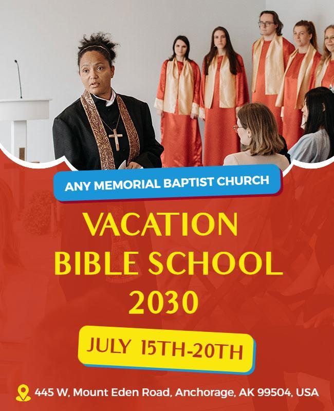 Religious Vacation Bible School Event Flyer Template