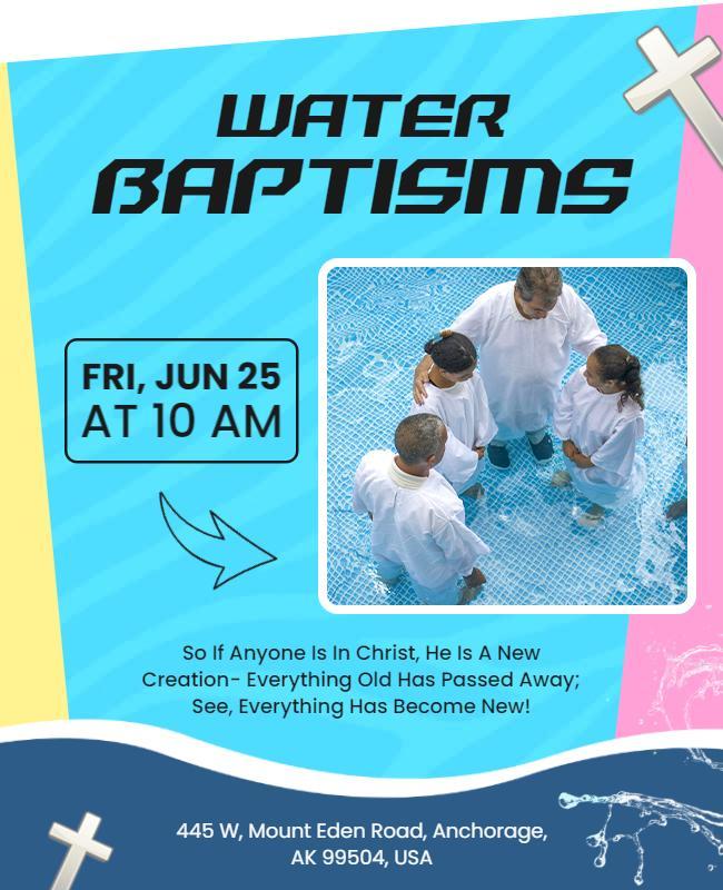 Religious Water Baptism Event Flyer Template