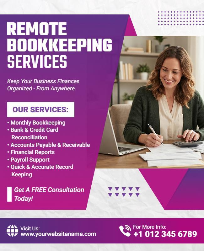 Remote Bookkeeping Services Promotional Flyer Template