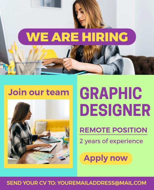 Remote Graphic Designer Hiring Flyer Template