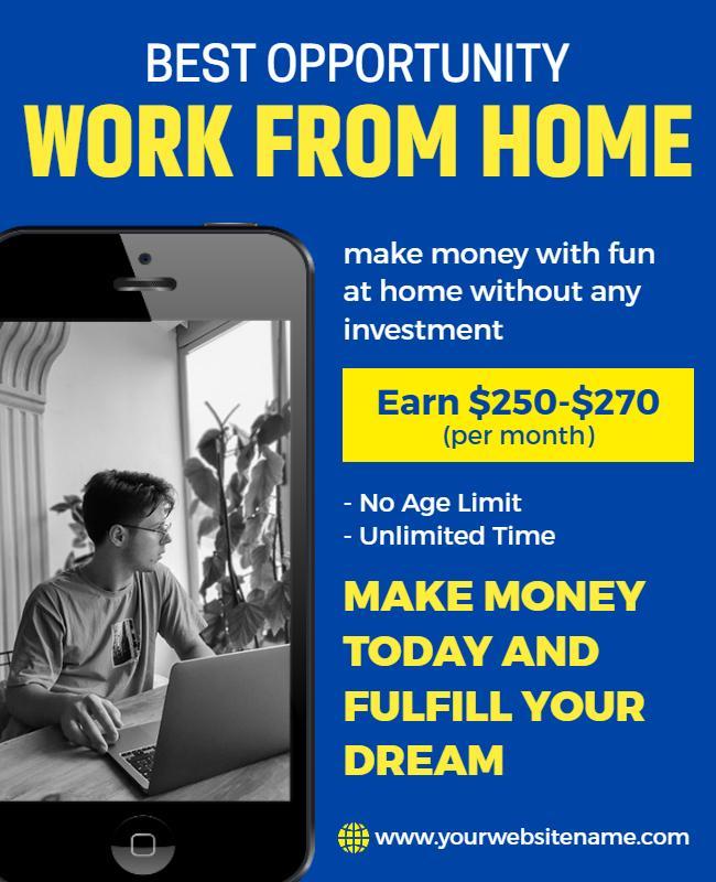 Remote Work Income Opportunity Flyer Template