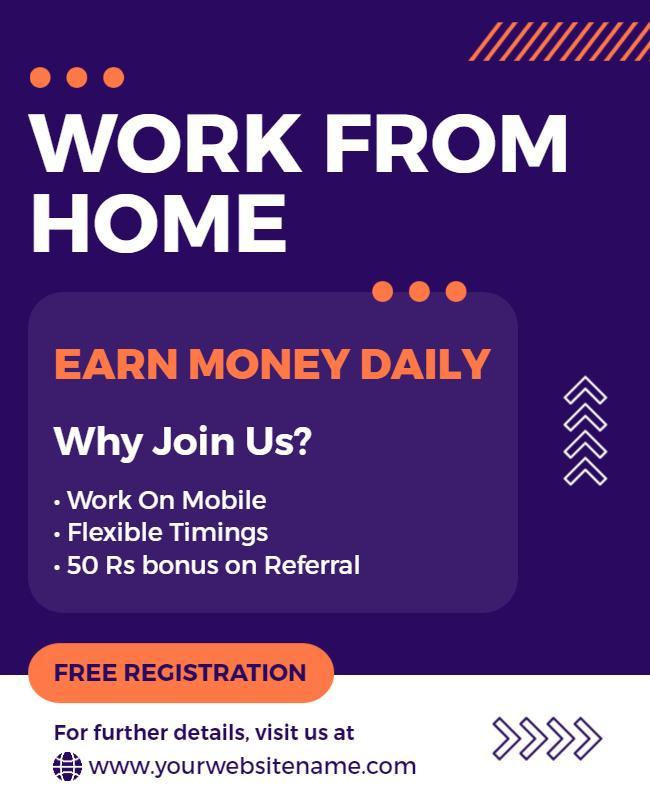 Remote Work Opportunity Promotional Flyer Template