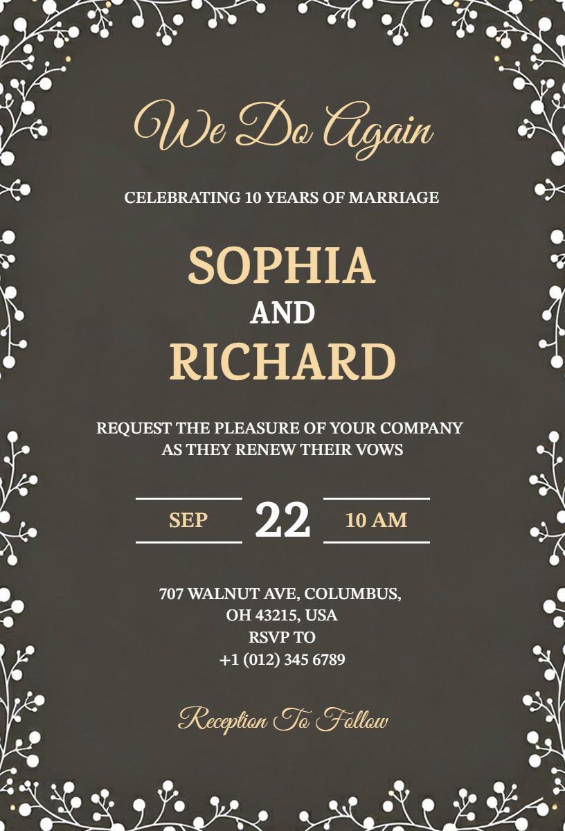 Renewal of Vows Elegant Wedding Celebration Invitation Template