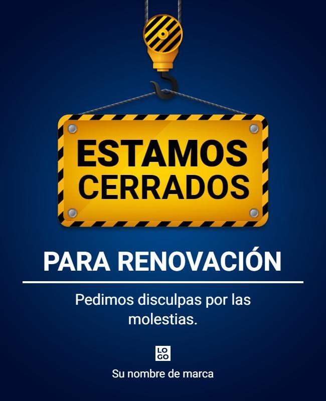 Cautionary Yellow Renovation Closure Announcement Flyer Template