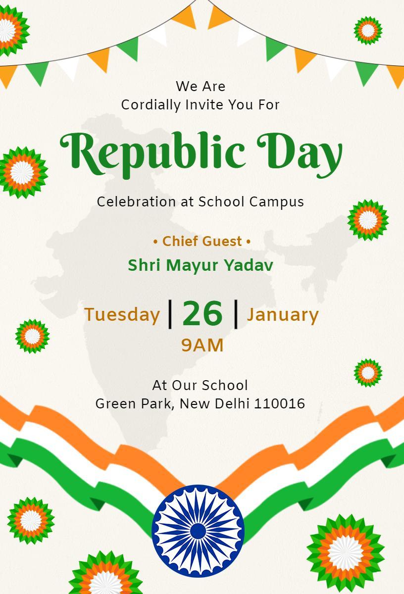 Republic Day India School Celebration Invitation Template