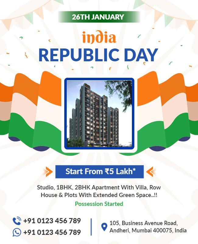 Republic Day Real Estate Promotion Flyer Template