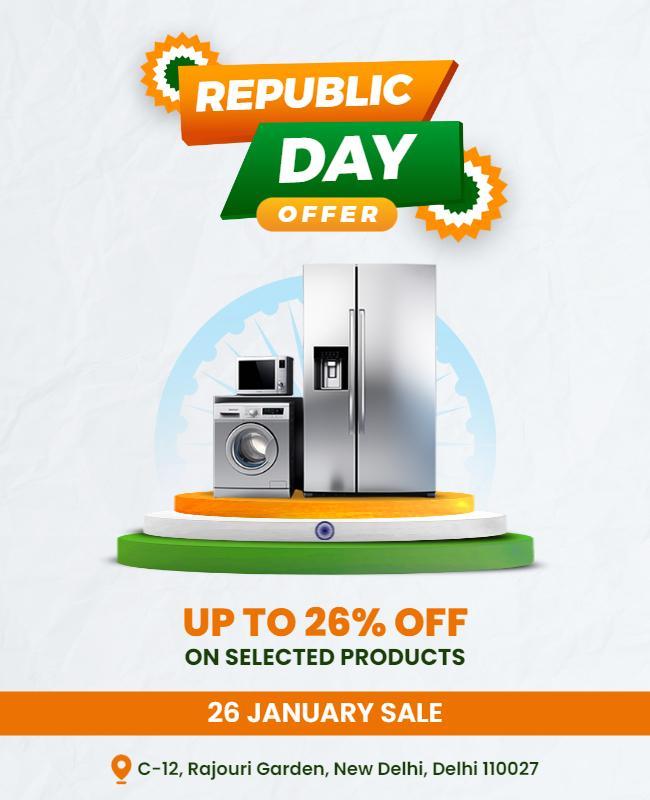 Republic Day Sale on Home Appliances Discount Poster Template