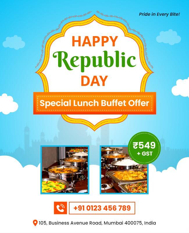 Republic Day Special Lunch Buffet Flyer Template