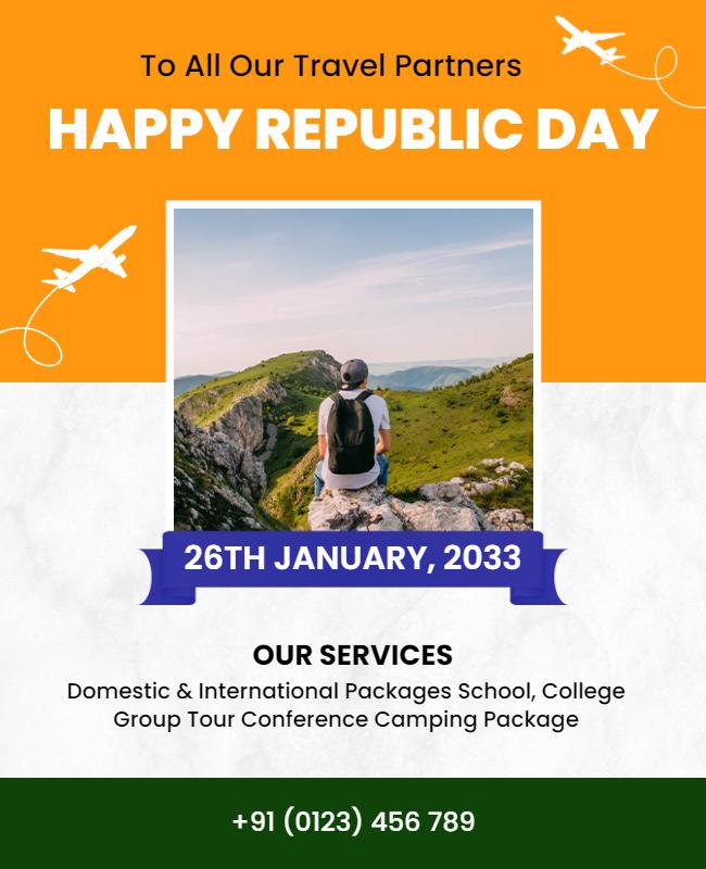 Republic Day Travel Tours Promotion Flyer Template