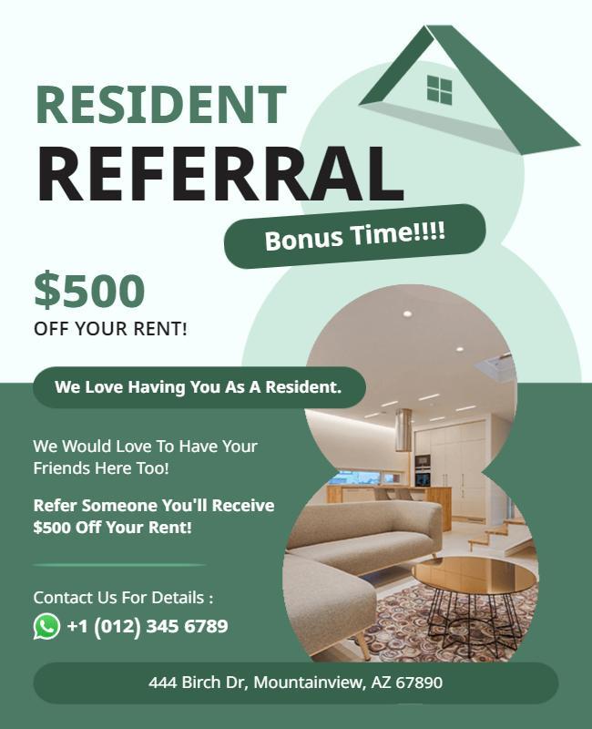 Resident Referral Bonus Program Flyer Template