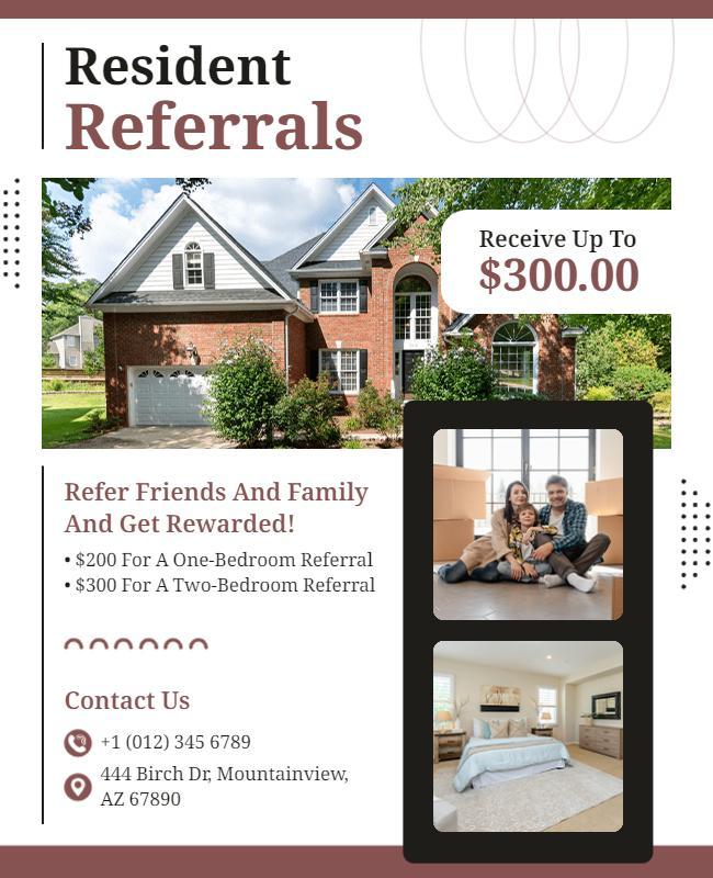 Modern Warm-Toned Resident Referral Reward Flyer Template