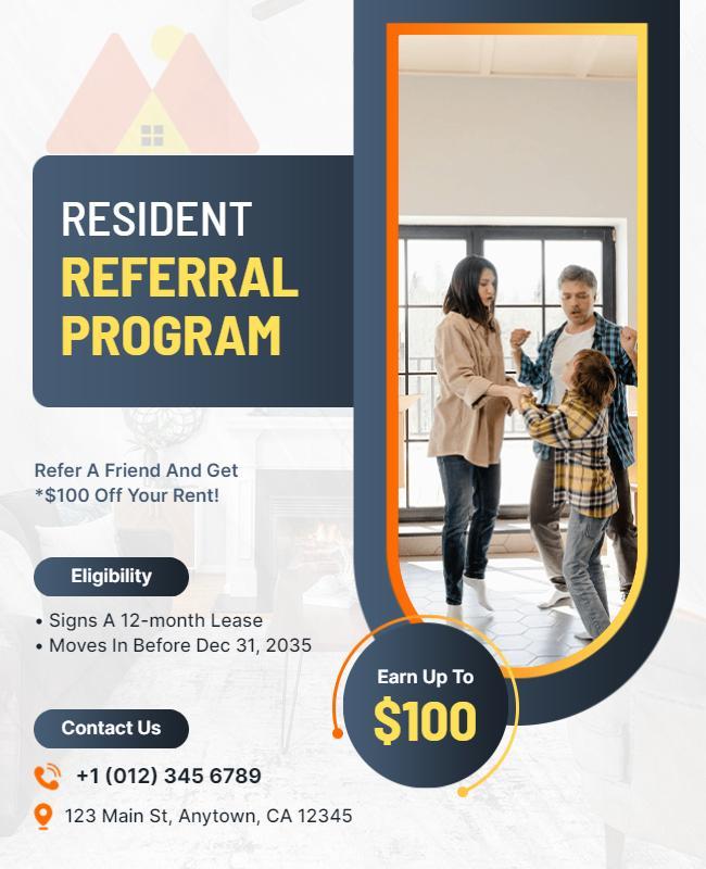 Resident Referral Incentive Program Flyer Template