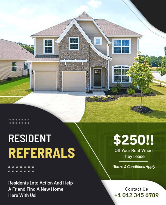 Resident Referral Program Flyer for New Home Leasing Template