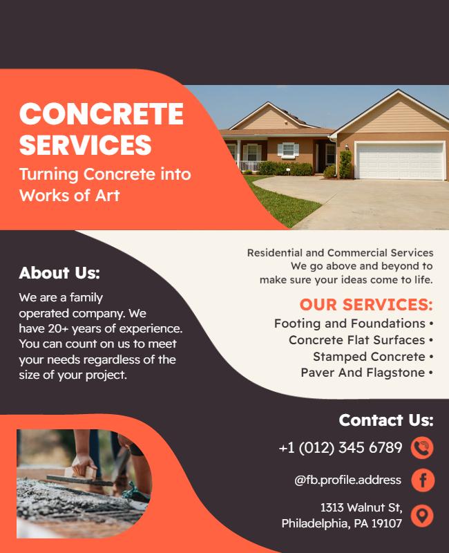 Residential and Commercial Concrete Services Flyer Template