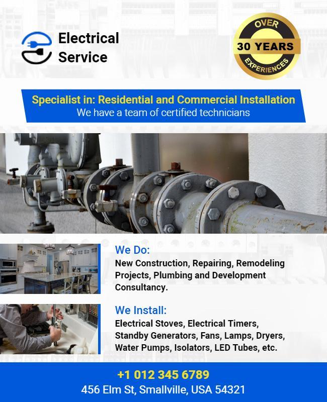 Residential and Commercial Electrical Services Flyer Template