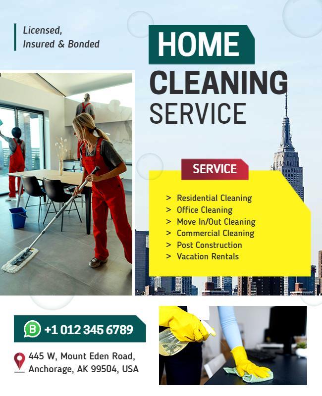 Residential and Commercial Home Cleaning Service Flyer Template