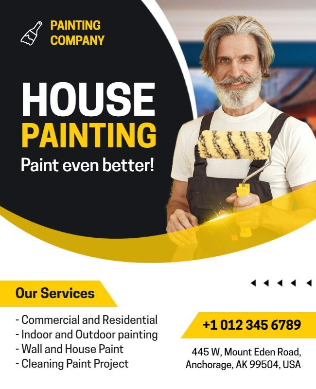 Bold Yellow Modern House Painting Services Flyer Template