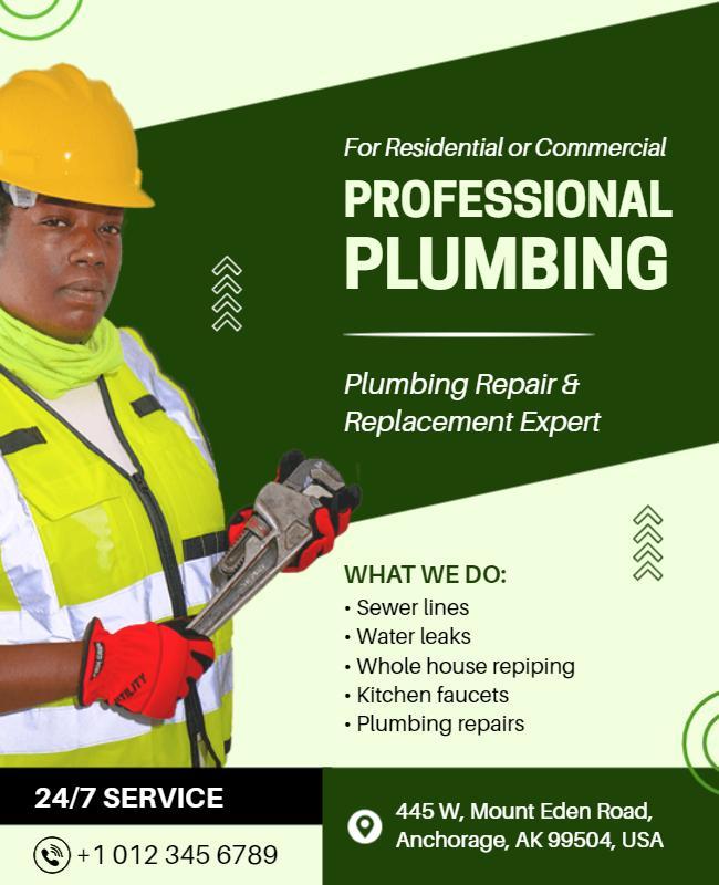 Residential and Commercial Plumbing Services Flyer Template