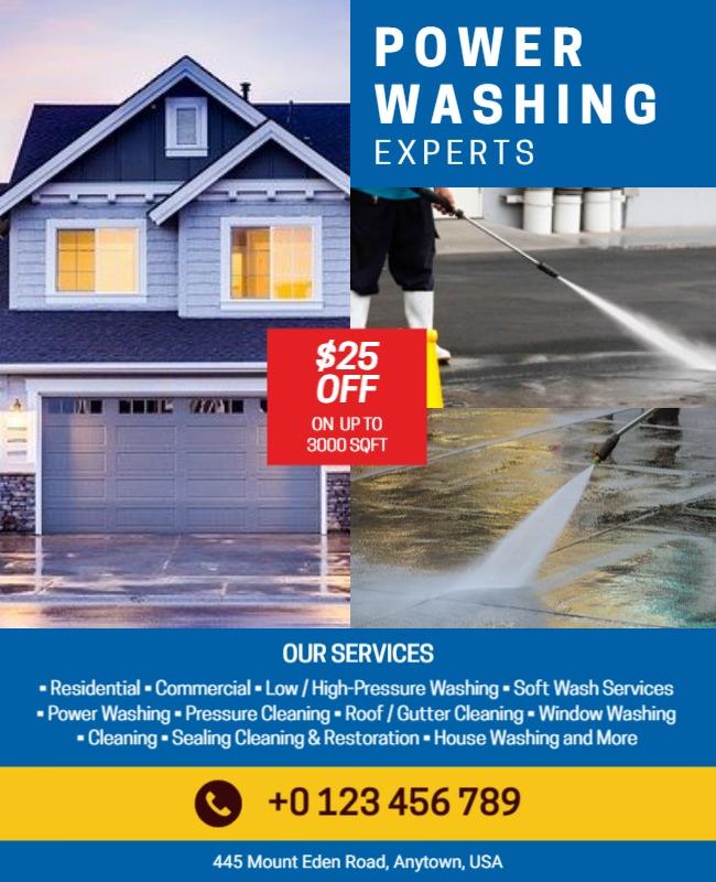 Residential and Commercial Power Washing Services Flyer Template