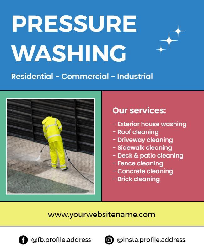 Vibrant Yellow Pressure Washing Cleaning Service Flyer Template