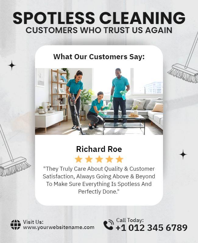 Residential Cleaning Service Testimonials Flyer Template