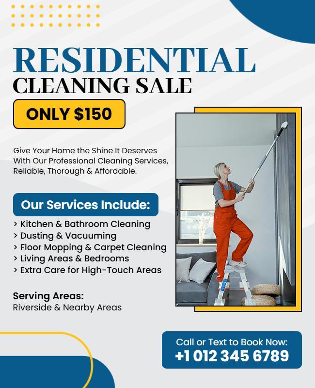 Residential Cleaning Services Promotion Flyer Template