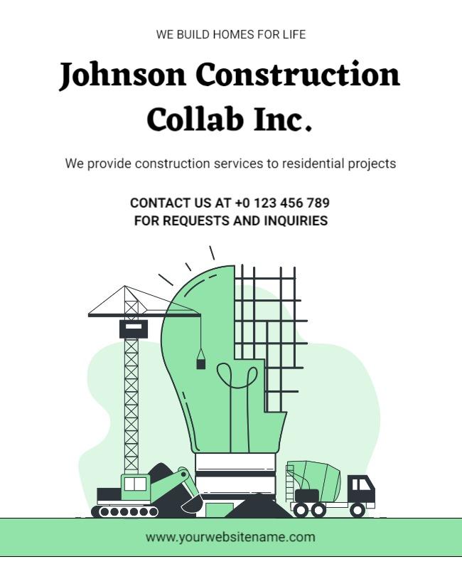 Residential Construction Services Announcement Flyer Template