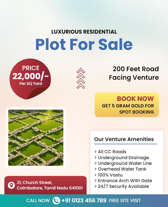 Residential Plot Sale with Amenities Flyer Template