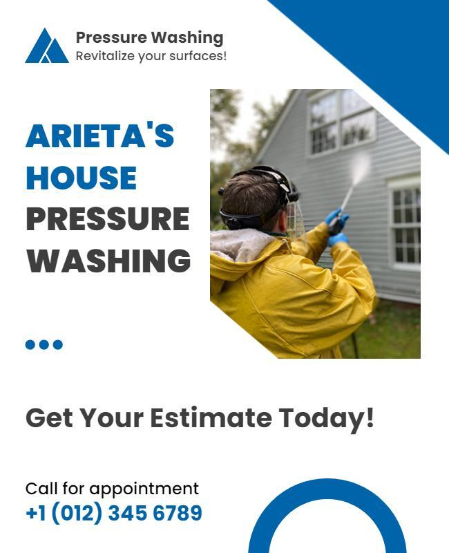 Crisp Blue Modern Pressure Washing Service Flyer Template