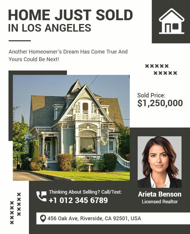 Residential Property Just Sold Announcement Flyer Template