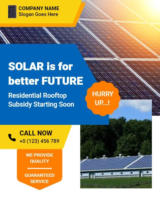 Residential Solar Energy Subsidy Flyer Template