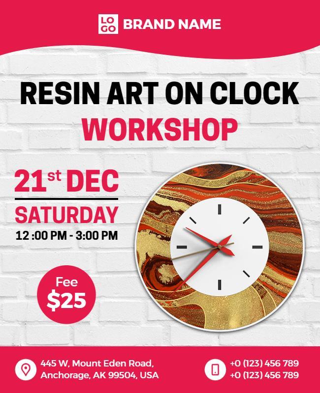 Resin Art Clock Workshop Flyer Template