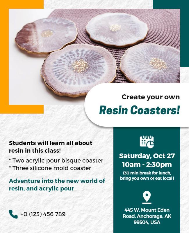 Resin Coaster Workshop Announcement Flyer Template